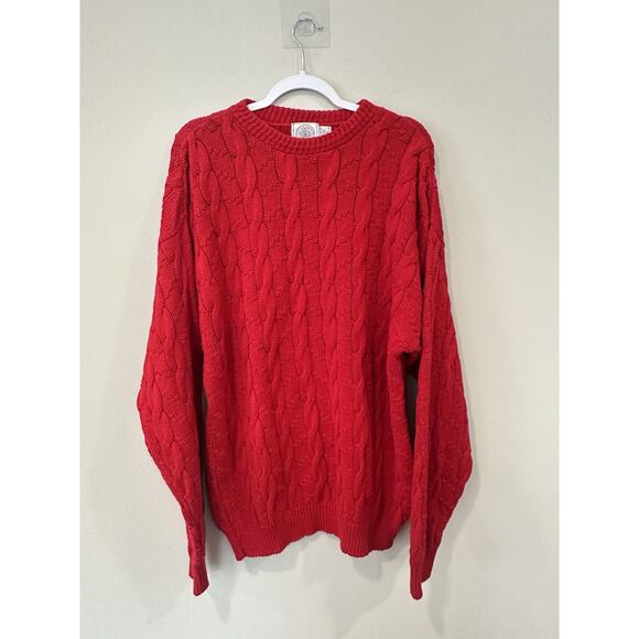 Cape Isle Knitters SweaterUnisex XL Red Textured Knit Vintage 100% Cotton - Picture 1 of 5
